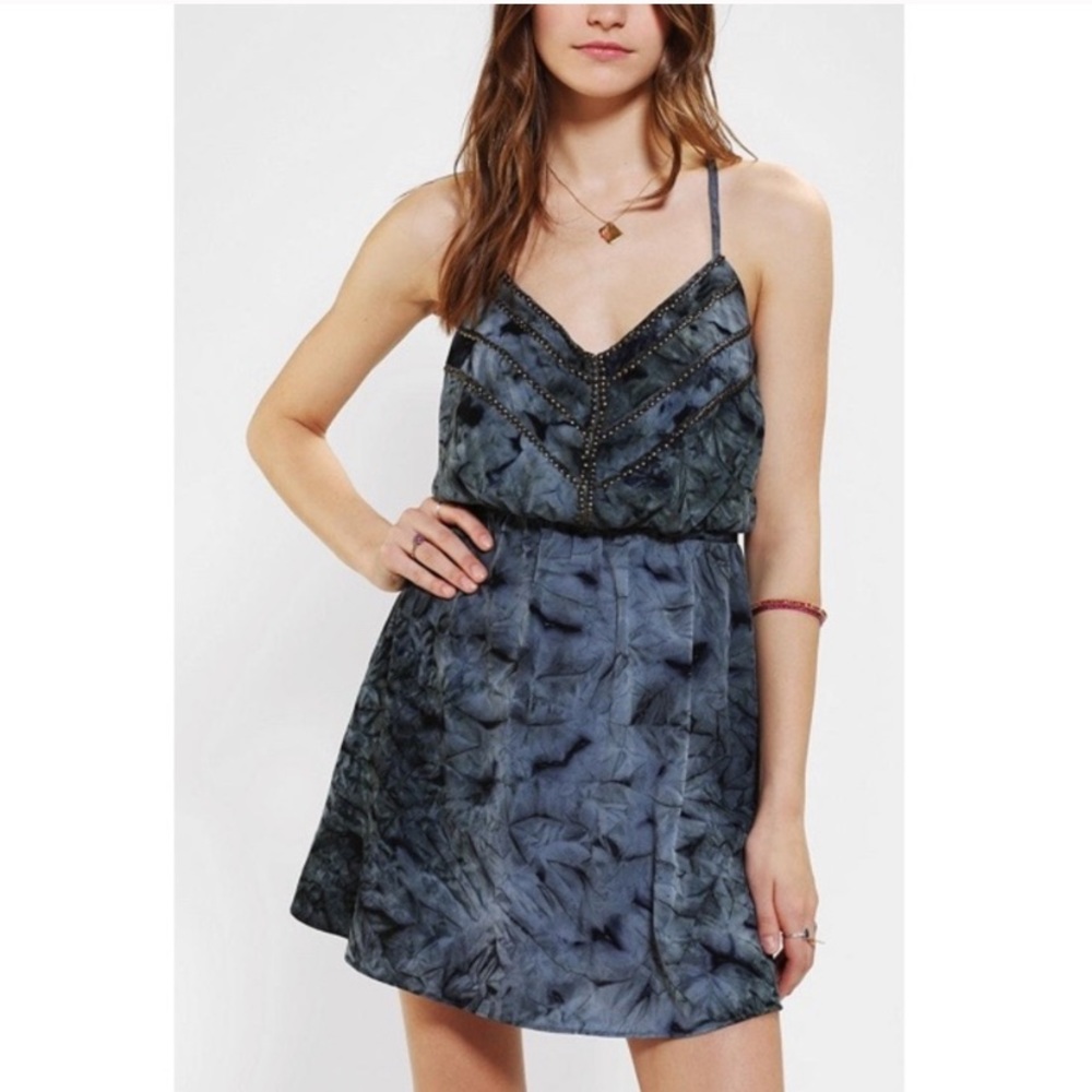 Ecote Blue Gray Tie-Dye Dress